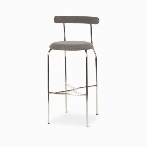 Барный стул Rider, серая ткань, ножки хром