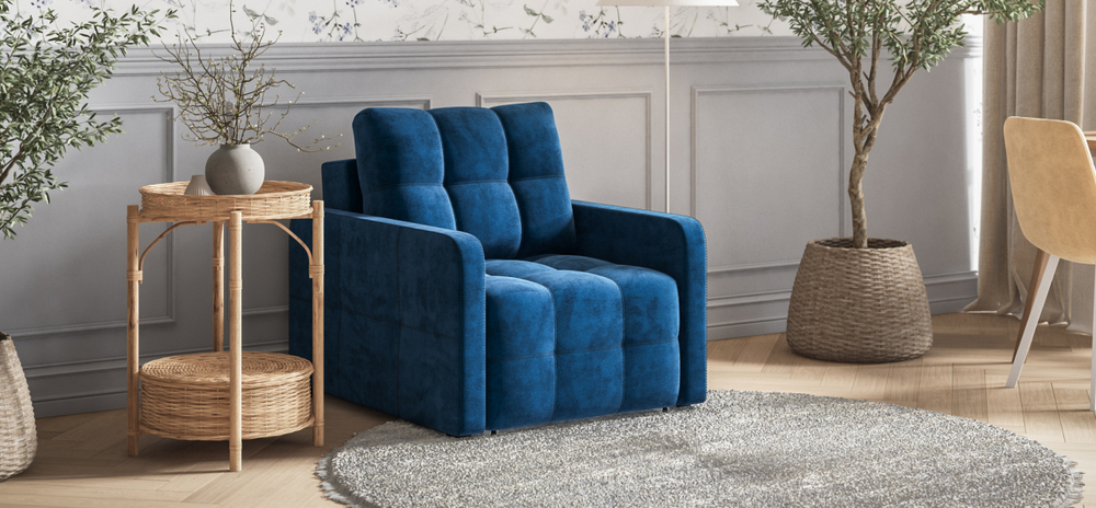 Кресло-кровать Денди Слим Велюр Монолит синий