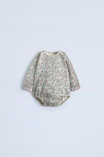 ZARA БОДИ С МЕЛКИМ ЦВЕТОЧНЫМ ПРИНТОМ, РОЗОВАТЫЙ