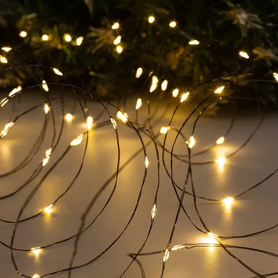 Гирлянда нить-роса 10 м., IP20, чёрная нить, 100 теплых белых LED, 12 В, Luazon Lighting (5198367)