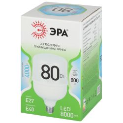 Лампа светодиодная ЭРА GREEN LINE LED POWER T120-80W-840-E27/E40 GL Е27/Е40 80 Вт колокол яркий белый свет | Лампы cветодиодные POWER