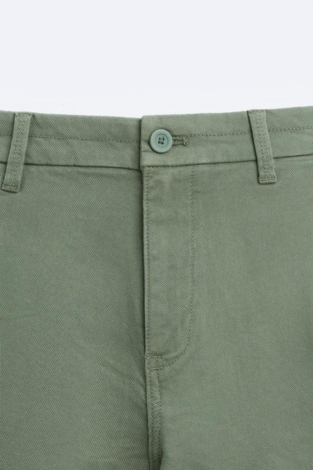 ZARA ШОРТЫ ЧИНОС ИЗ РЕЛЬЕФНОЙ ТКАНИ, ЗЕЛЕНЫЙ