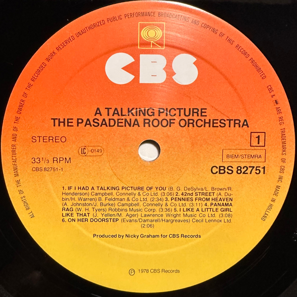 The Pasadena Roof Orchestra - A Talking Picture (Голландия 1978г.)