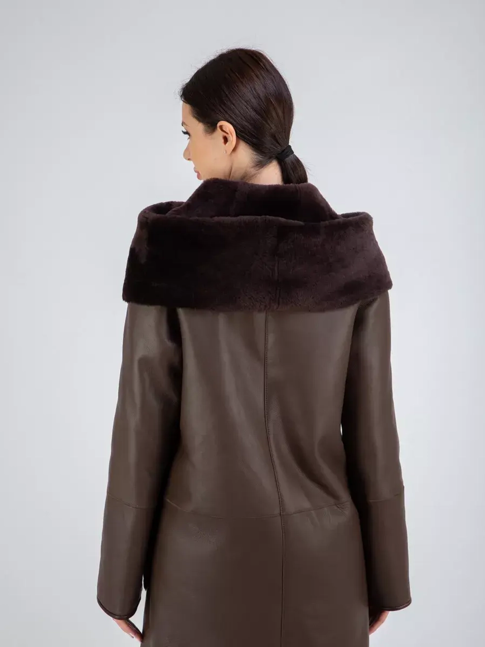 Дубленка натуральная с капюшоном длинная Турция