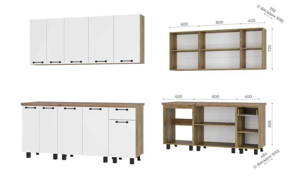 Кухня Тина крафт/белый 1,8м