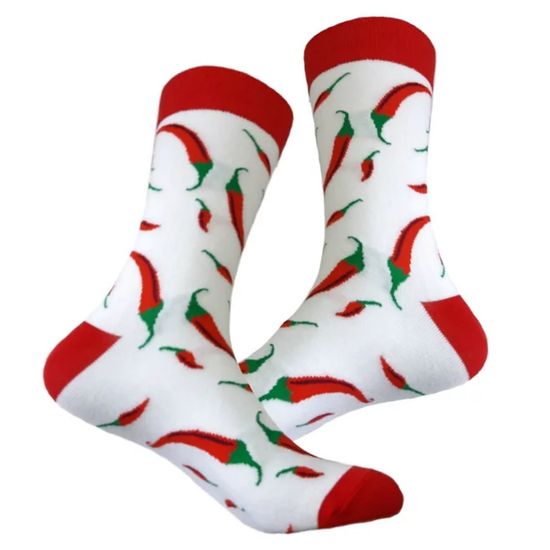 Носки "Свежий чили" р-р 36-42  (белый, красный)