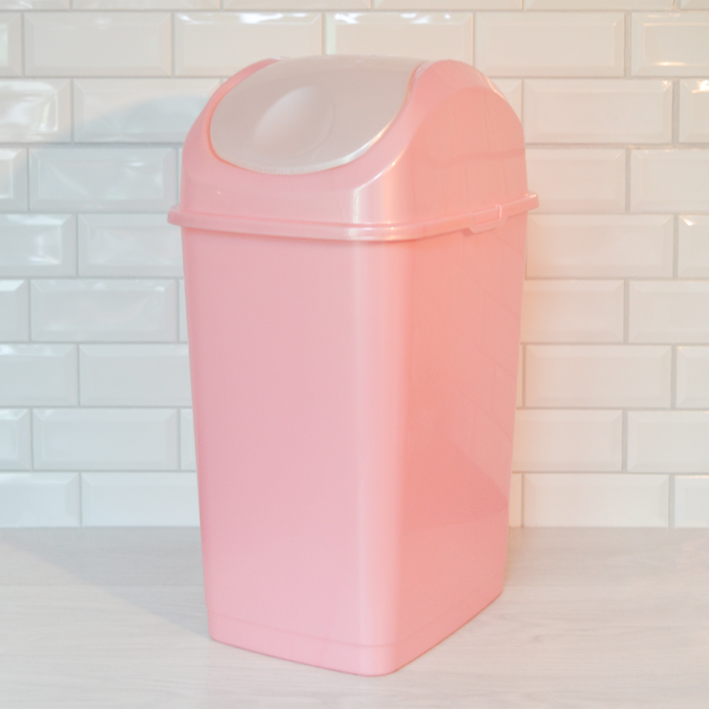 Ведро для мусора 35л "Слим" розовый/перламутровый