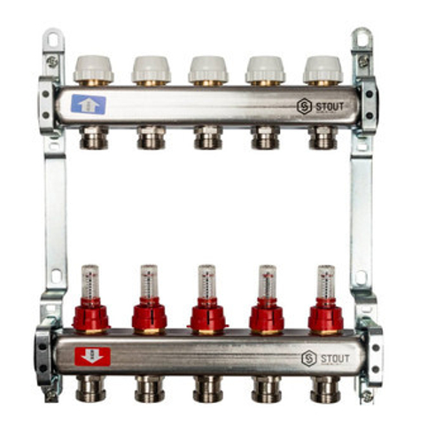 Коллекторная группа Stout на 5 выходов с расходомерами SMS 0917 000005