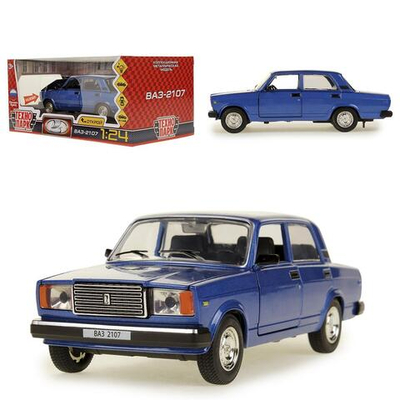 Модель ин. мет. "Ваз 2107" 17см, дв, кап., баг., синий, коробка VAZ-2107-B (Технопарк)