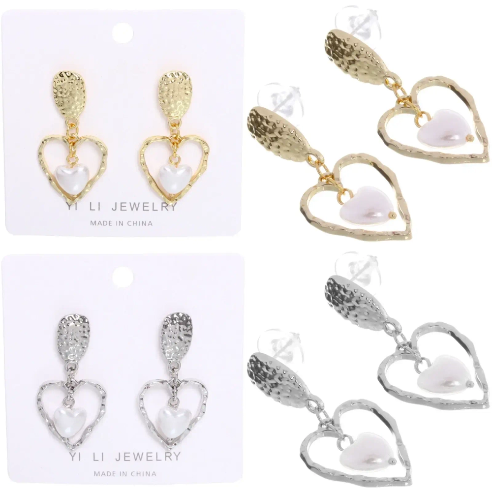 Серьги «ЭЛЛОДИ», сердечки, цвет золото и серебро, 3,5*3,5см