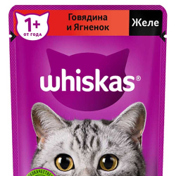 Whiskas 75 г желе говядина/ягненок - консервы (пауч) для кошек