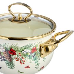 КАСТРЮЛЯ ЭМАЛИРОВАННАЯ AGNESS СО СТЕКЛЯННОЙ КРЫШКОЙ СЕРИЯ "CELEBRATION", 1.5 Л, 16*10 СМ