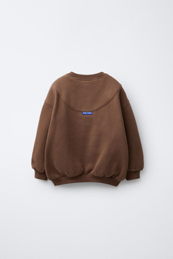 ZARA ТОЛСТОВКА С ВЫШИВКОЙ «МЕДВЕДЬ», КОРИЧНЕВЫЙ