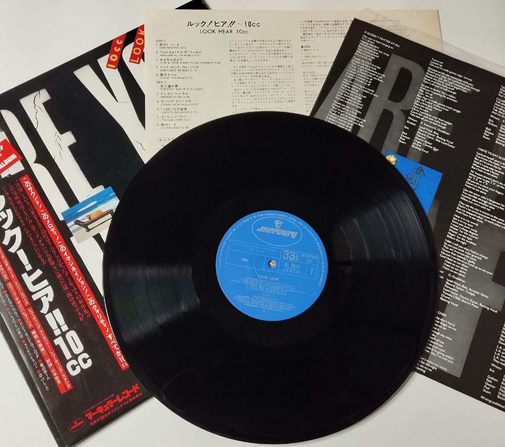 Винтажная виниловая пластинка LP 10cc Look Hear (Japan 1980) (Obi) Welcome To The World