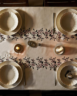 ZARA HOME ХЛОПКОВАЯ СКАТЕРТЬ С КОНТРАСТНЫМ УЗОРОМ, ЗЕЛЕНЫЙ