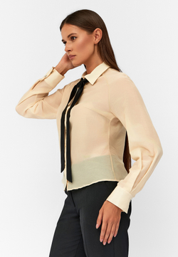 Блуза ORNELLA из итальянского батиста с шелком кремовая
