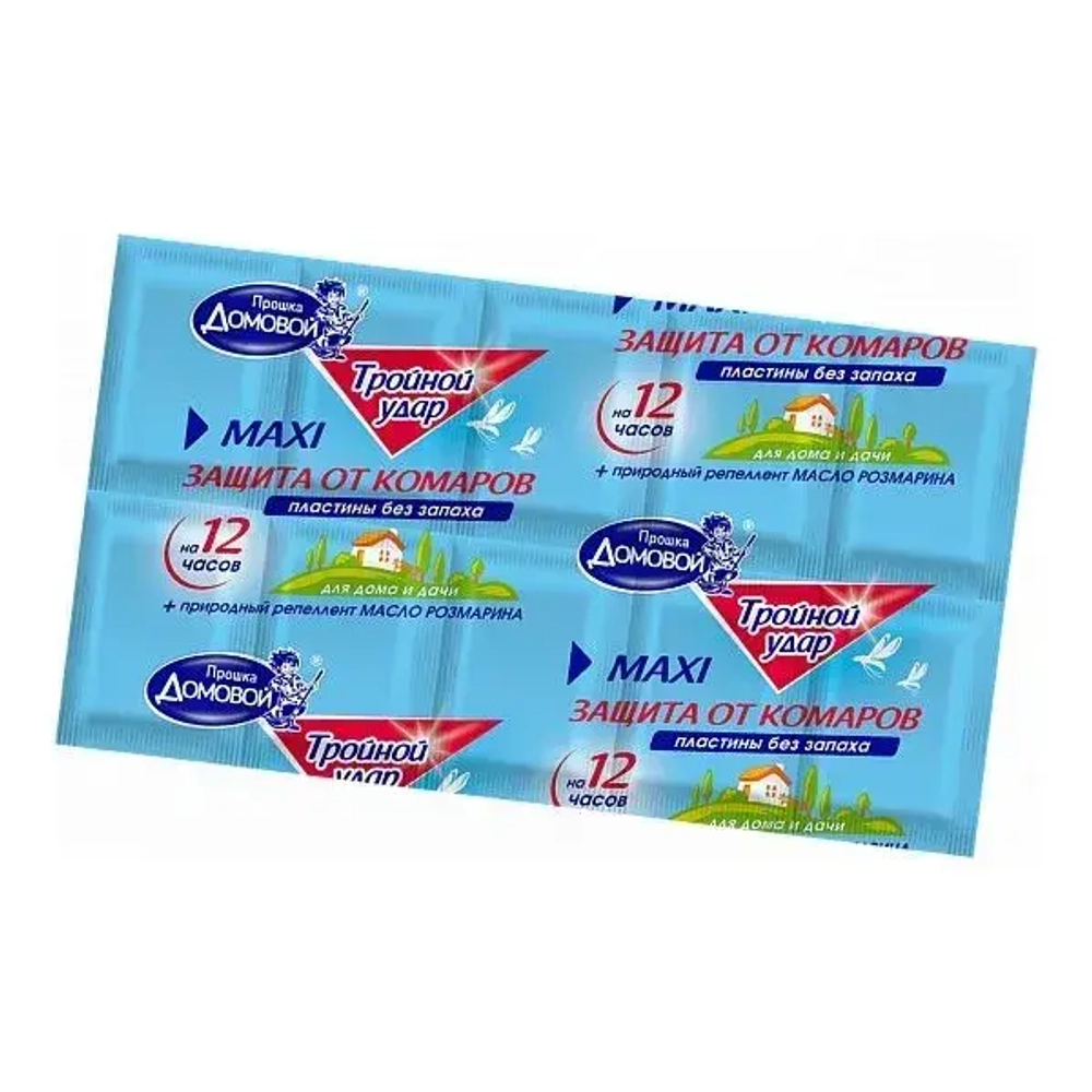 Пластины от комаров Домовой Прошка ТРОЙНОЙ УДАР