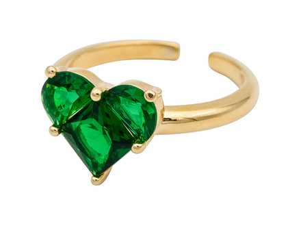 Кольцо Сердце с зелеными кристаллами small