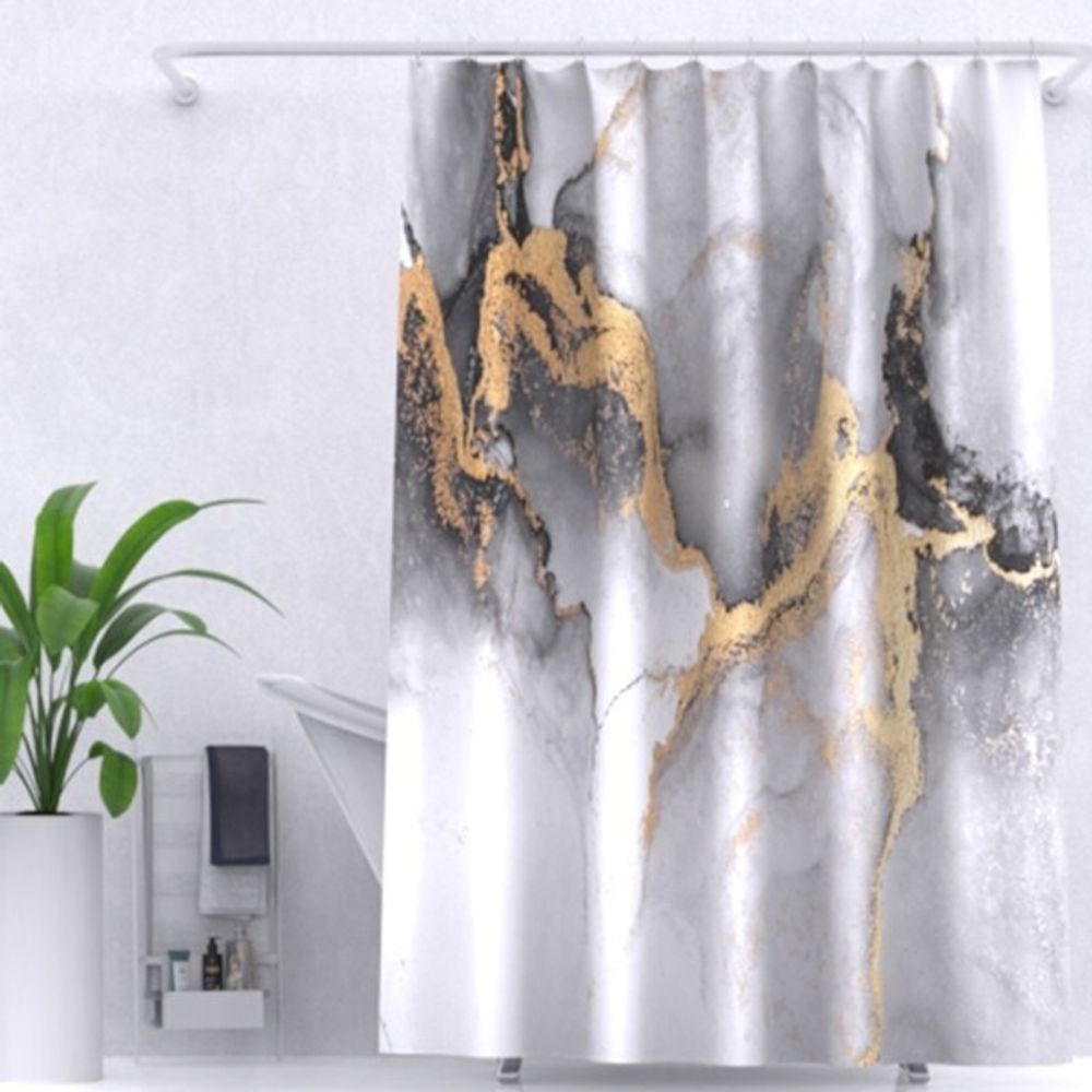 Штора для ванной комнаты ZALEL 180*200 полиэстер с утяжелителем Marble YT-Marble147