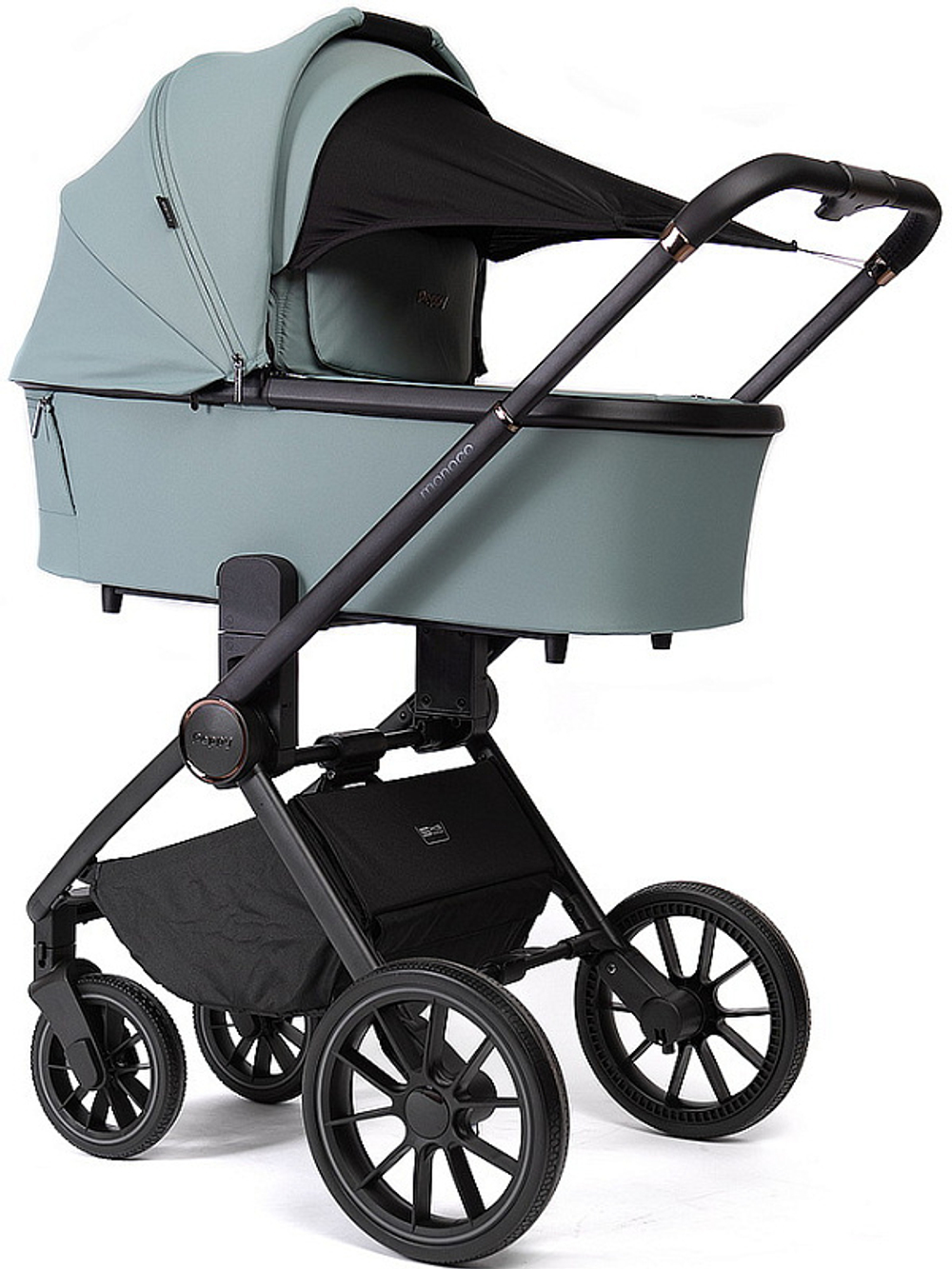 Детская коляска Peppy Monaco 3 в 1 с автокреслом Verona Beige Mint (мятный), рама черная