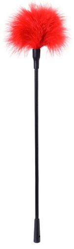 Щекоталка с красным пушком на конце - 41,5 см. (Цвет: черный с красным)