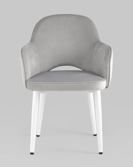 Стул Венера велюр серебристый ножки белые 2 шт