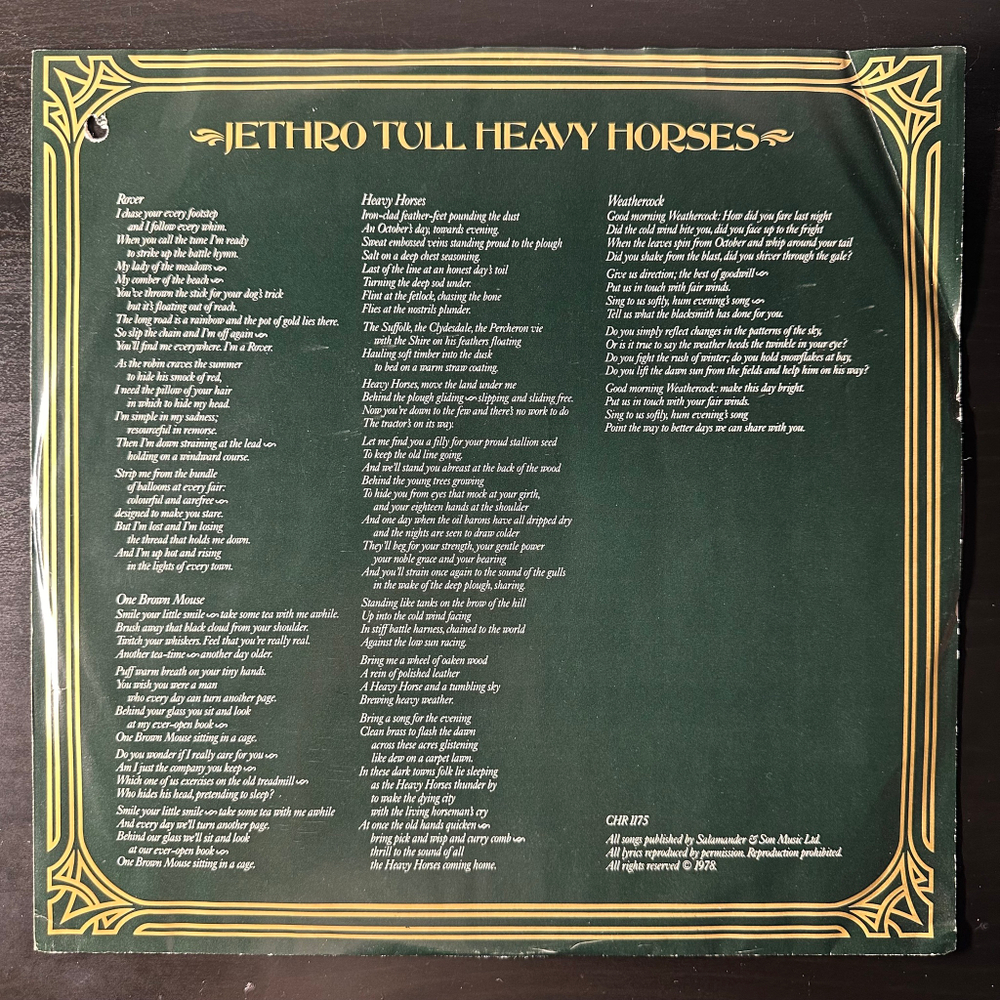 Jethro Tull ‎– Heavy Horses (США 1978г.)