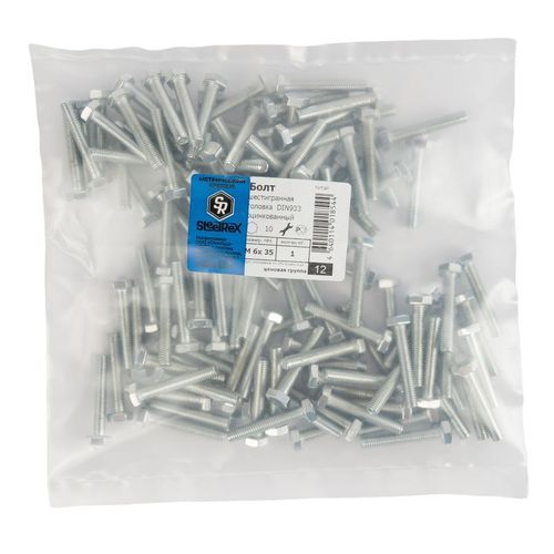 Болт М6х35 мм с шестигранной головкой DIN 933 кл 5,8