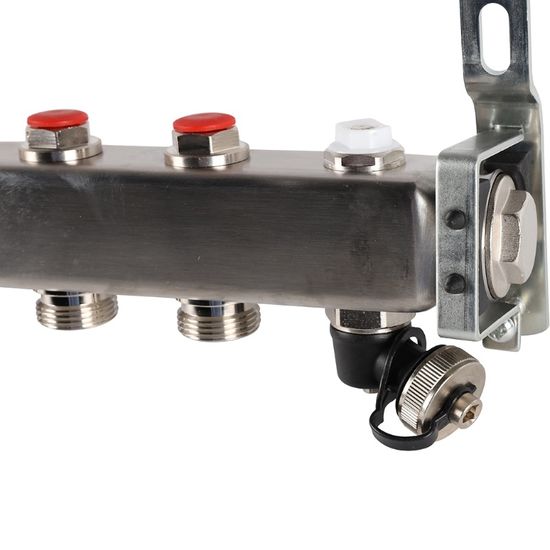 Коллектор Rommer 1"x3/4" на 6 контуров с запорными клапанами (нерж. сталь) RMS-3201-000006