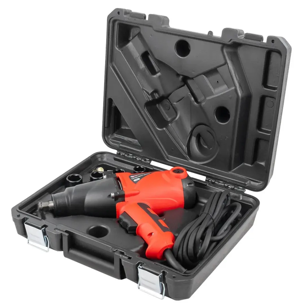 Гайковерт ударный электрический 1/2''(220-240V, 1010W, 500Нм) с комплектом головок (17, 19, 21, 22мм) FORCEKRAFT FK-F-03071