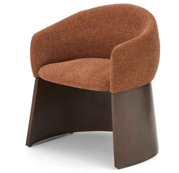 Стул Bosca из терракотового шенилла с ножками из шпона ореха