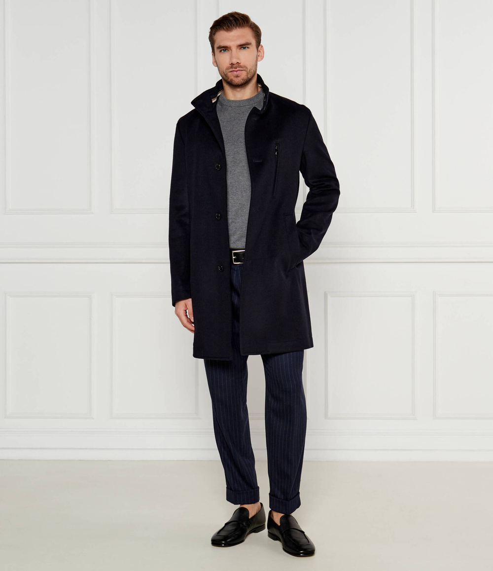 Шерстяное пальто H-Hyde-SU-244 BOSS BLACK - темно-синий(50525764)