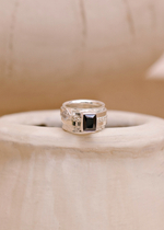 Кольцо «Мозаик» раф прямоугольный с ониксом и ромбом белый циркон