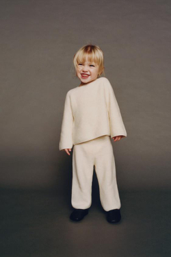 ZARA БРЮКИ ИЗ РЕЛЬЕФНОГО ТРИКОТАЖА, СВЕТЛО-БЕЖЕВЫЙ