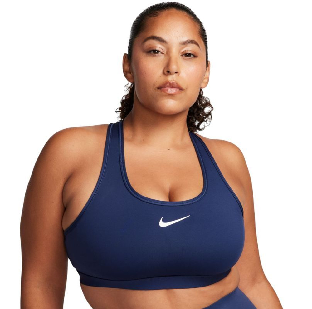 Теннисный бюстгальтер Nike Swoosh Medium Support Non-Padded Sports - midnight navy/white