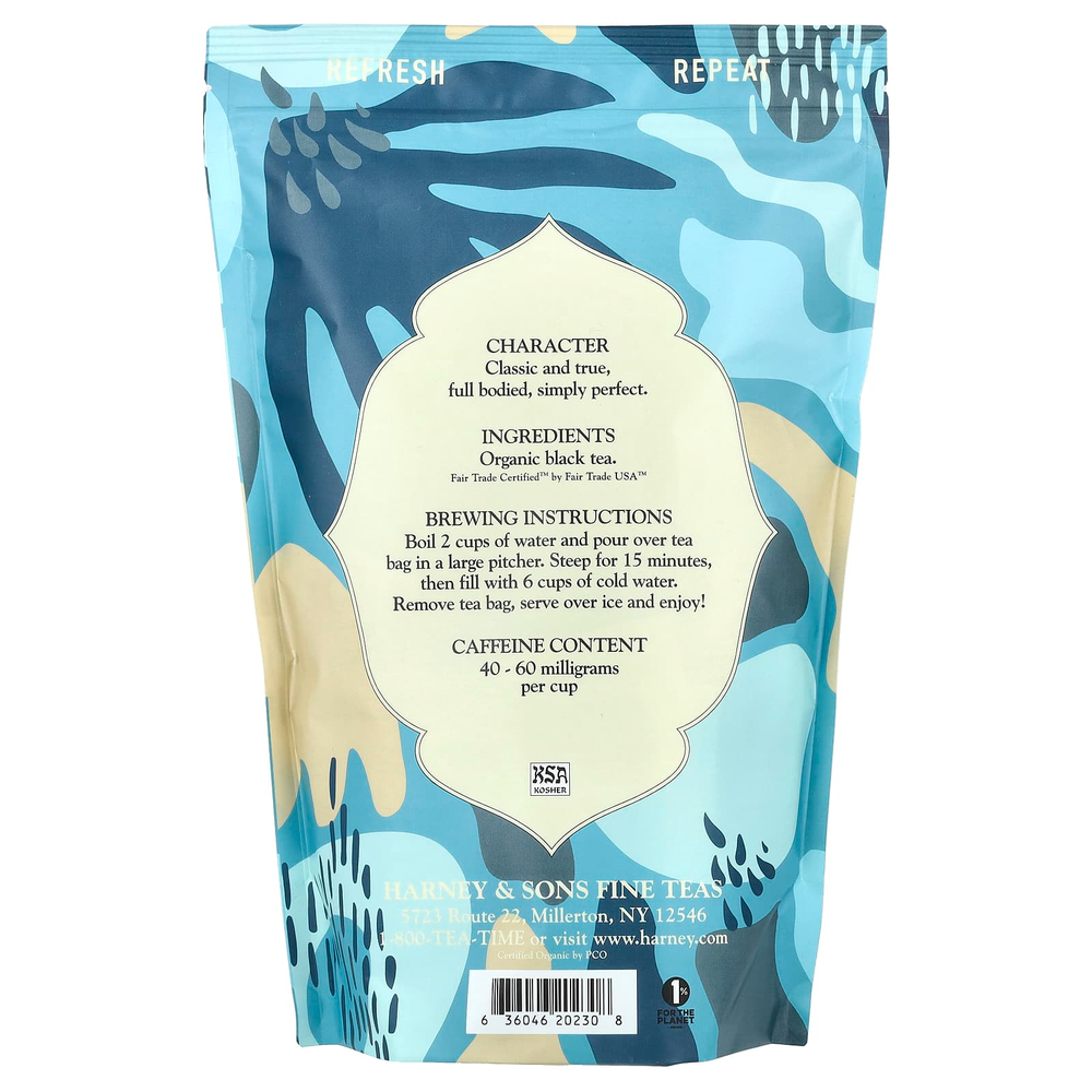 Harney & Sons, Fresh Brew, холодный чай, классический черный, 15 чайных пакетиков, 212 г (7,5 унции)