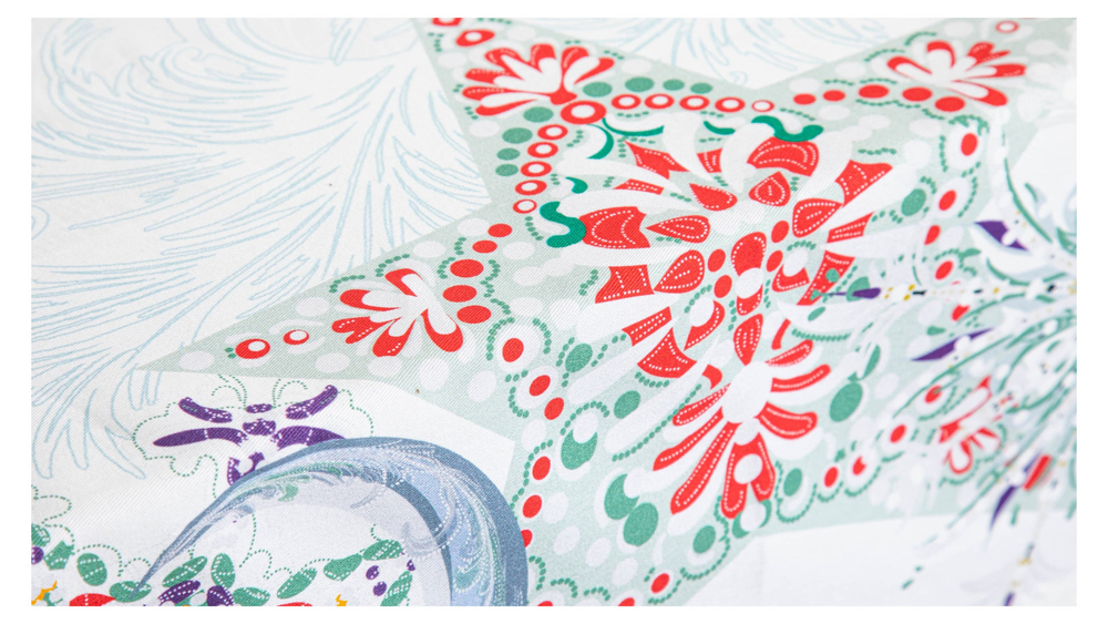 Скатерть 168х450см Mix&Match Home Счастливая звезда белая с принтом