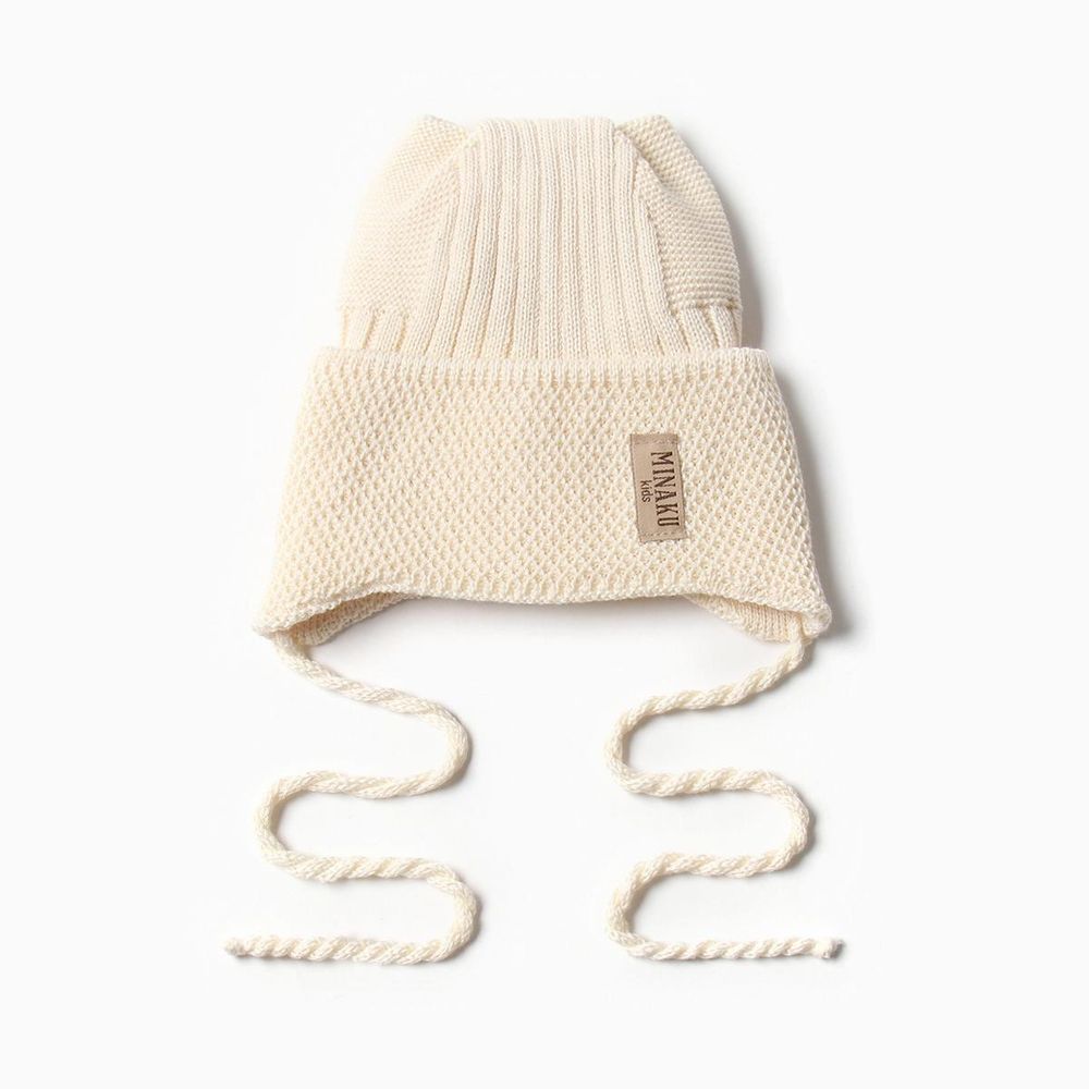Шапка детская с ушками р. 42-44, цвет молочный 9942972 (MINAKU) Шапка детская с ушками р. 42-44, цвет молочный 9942972 (MINAKU)