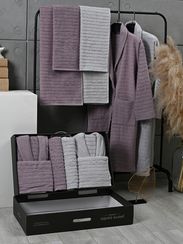 Набор махровый халат мужской и женский с полотенцами PIERRE CARDIN