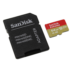 Карта памяти SanDisk Extreme microSDXC  64 Гб V30, UHS-I Class 3 (U3), Class 10 (SDSQXA2-064G-GN6MA)