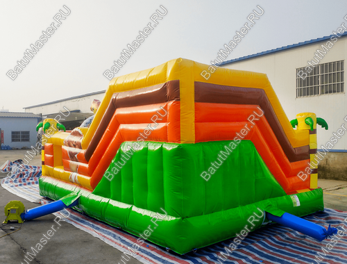 Коммерческий надувной батут "Сафари-экскурсия" с горкой, 6*4*2,8 м