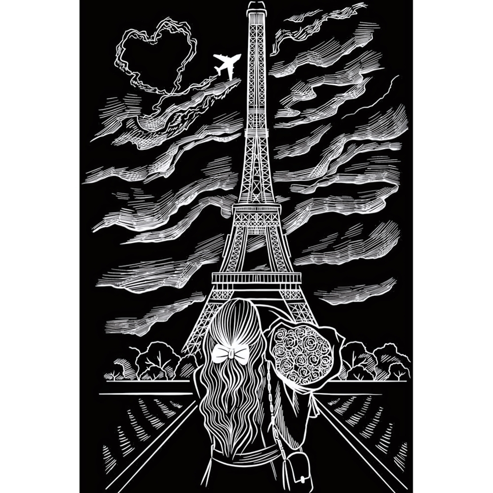 Гравюра А4 серебро, с ручкой "Город любви" в пакет (Арт. Г-5900)