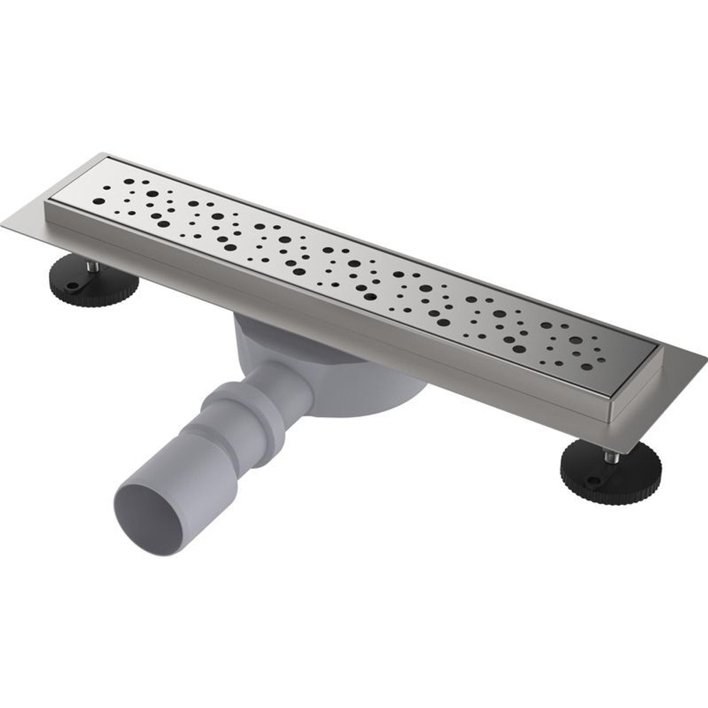 Трап линейный 40/50 мм сухой затвор с решеткой хром из нержавеющей стали 400 мм Aquant