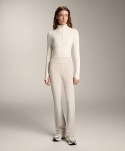 OYSHO Теплые расклешенные брюки с высокой посадкой и карманами, экрю