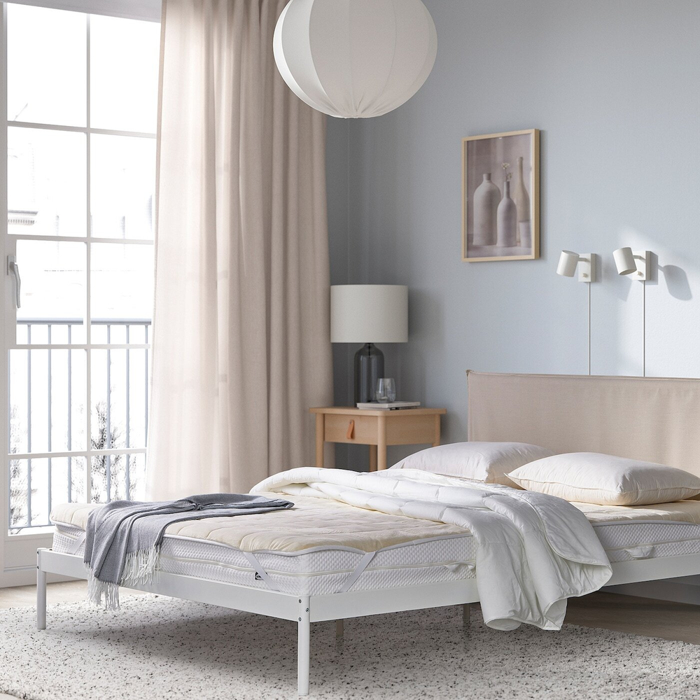 IKEA KEJSAROLVON  (ИКЕА КЕЙСАРОЛВОН)  -  Наматрасник, бежево-голубой, 160x200 см