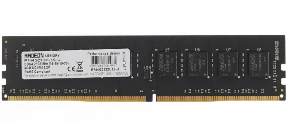 Оперативная память 4GB DDR4 2133MHz AMD Radeon R7 Performance Series R744G2133U1S-U Retail Pack