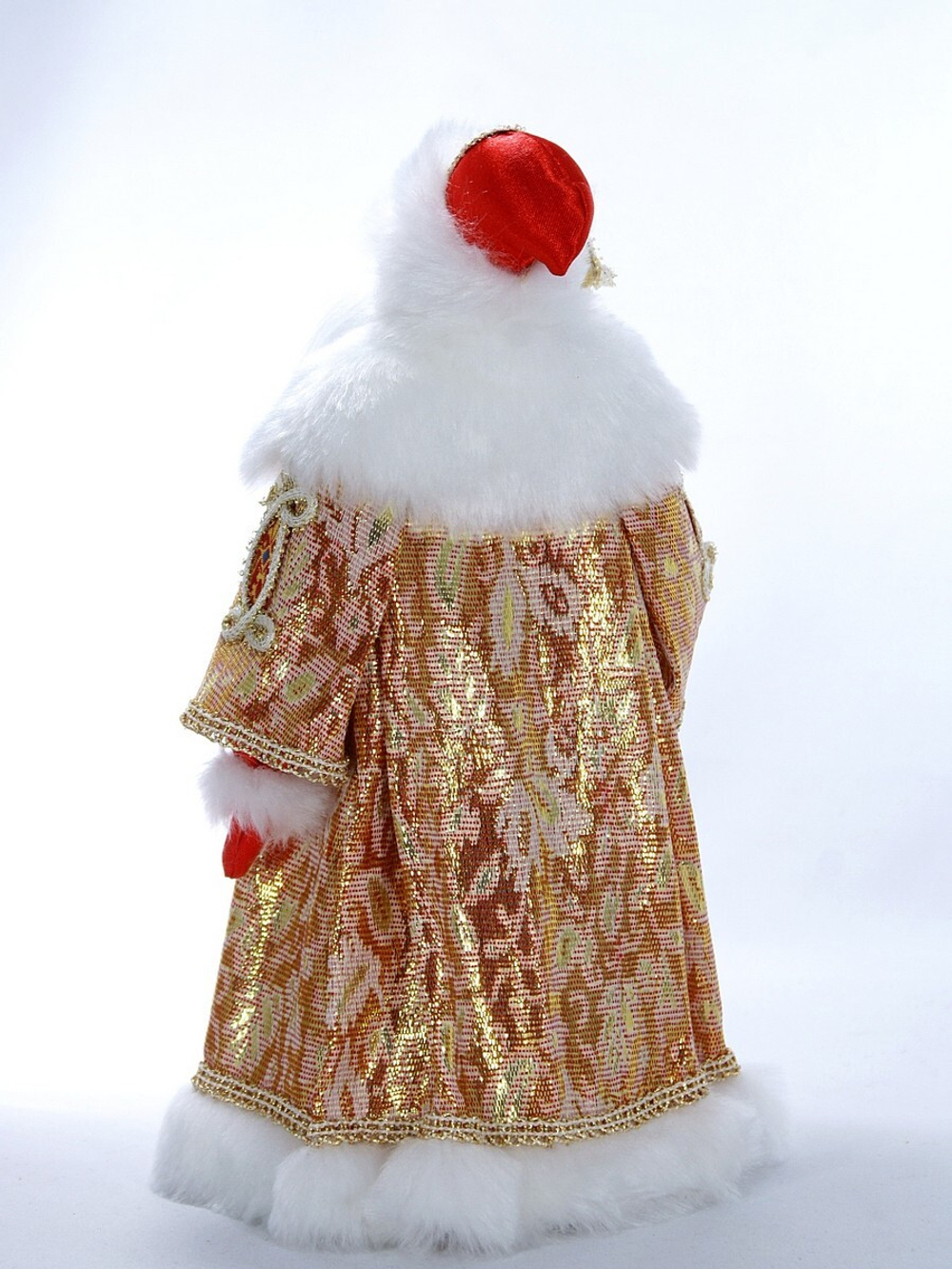 Кукла фарфоровая Дед Мороз в боярской шубе из парчи