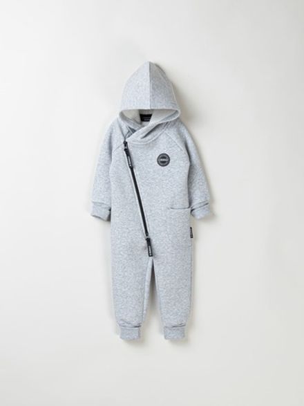 Комбинезон-косуха с капюшоном "Серый меланж" утепленный