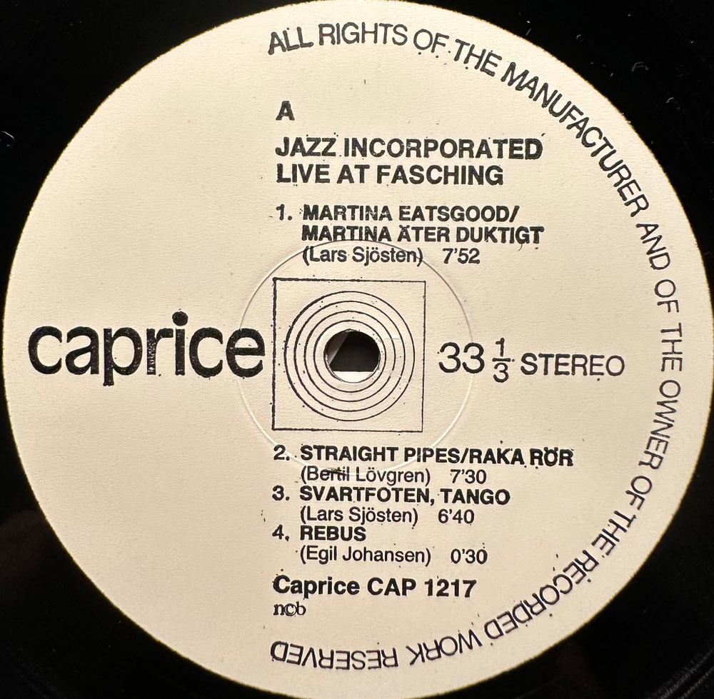 Jazz Inc. - Live At Fasching (Швейцария 1980г.)