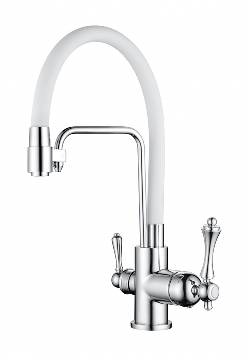 77025-F Смес. для кухни с гибким шлангом и под фильтр (БЕЛЫЙ) GANZER (10/1шт)